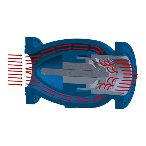 Nozzle type check valve corss section 2 (Custom)