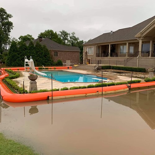 orange PVC tarpaulin water filled flood barrier application (11) (Custom)